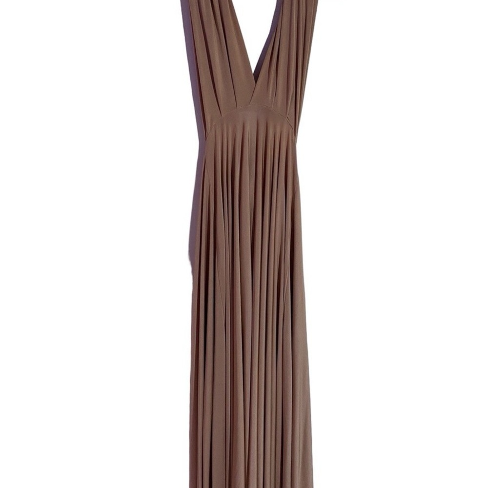 Two birds Elegant taupe convertable Maxi Dress